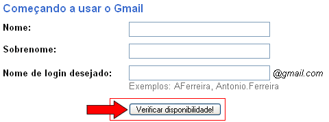 Modelo de escolha de login no Gmail
