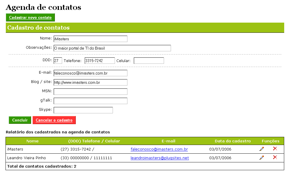 Formulário de edicação dos dados sem Ajax