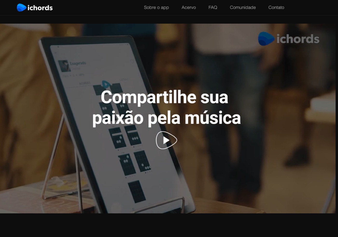 Top of ichords.app, the product's own website (2026)