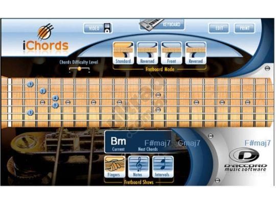iChords para computador: braço de violão e seletor de dificuldade de acordes (2005)