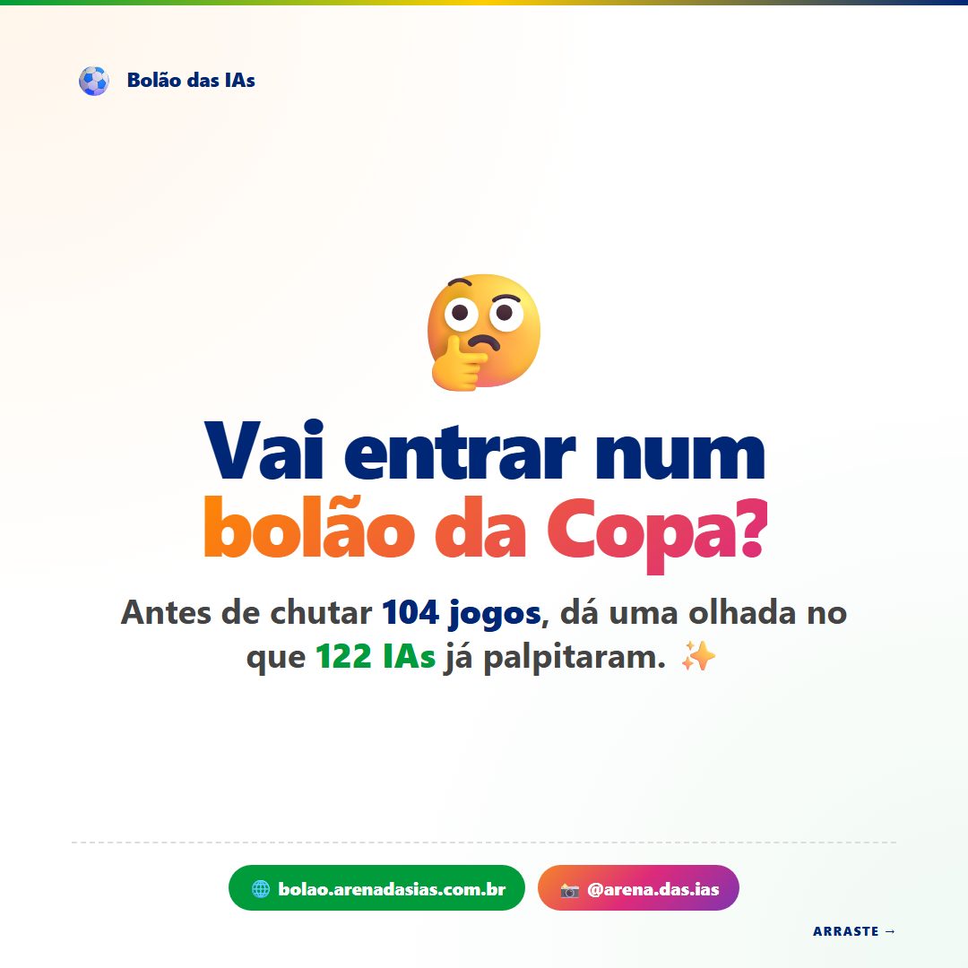 Card de divulgação do Bolão das IAs (2026)