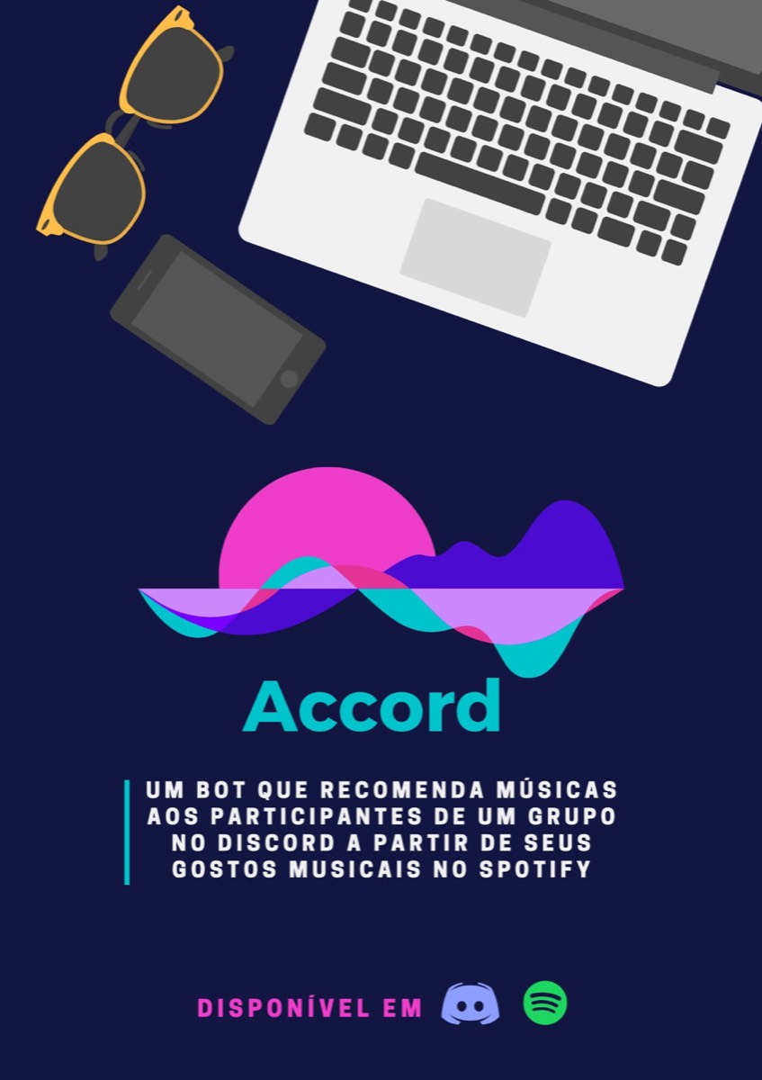 Pôster do Accord, bot de recomendação para grupos no Discord (2020.3)
