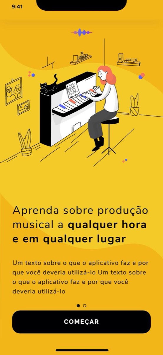 Mockup do Set, plataforma de aprendizado de produção musical (2020.3)