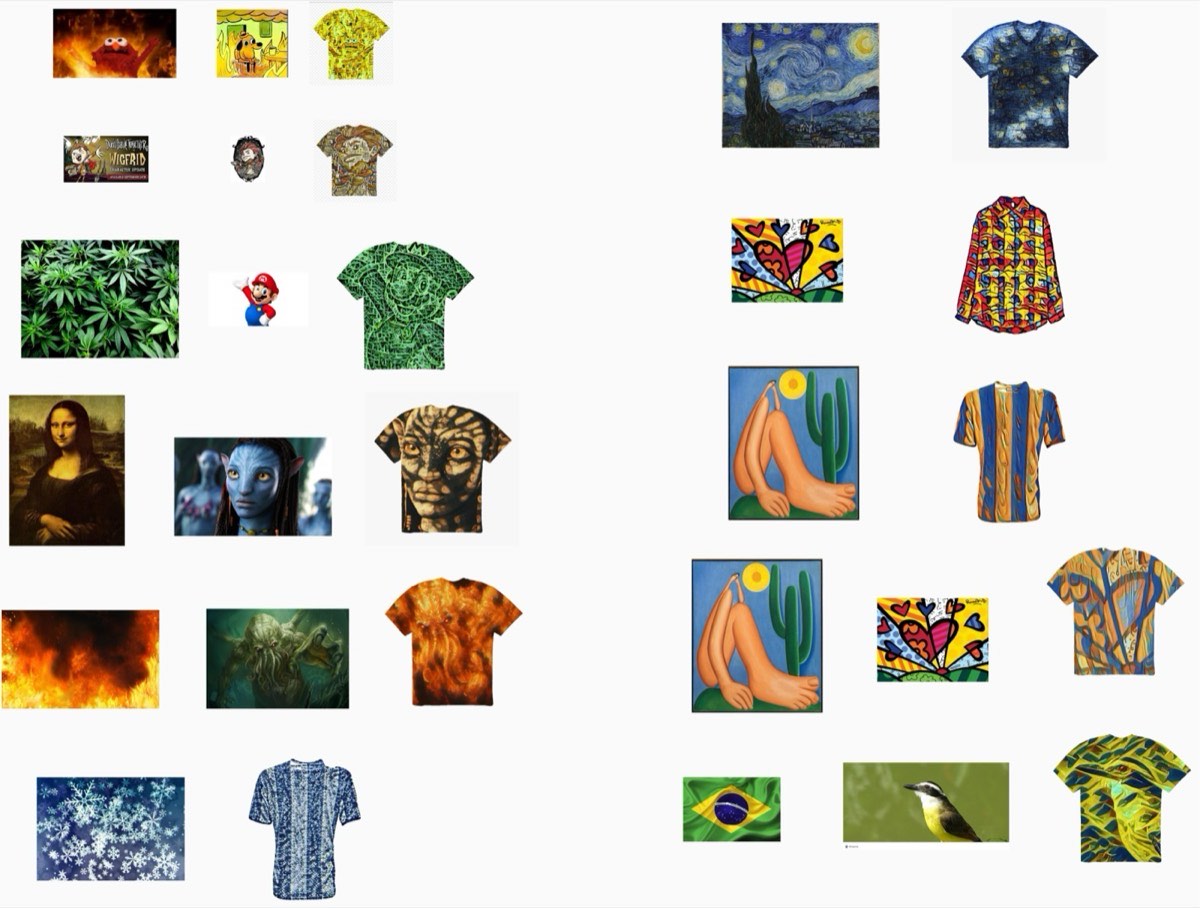 Camisetas geradas por transferência de estilo