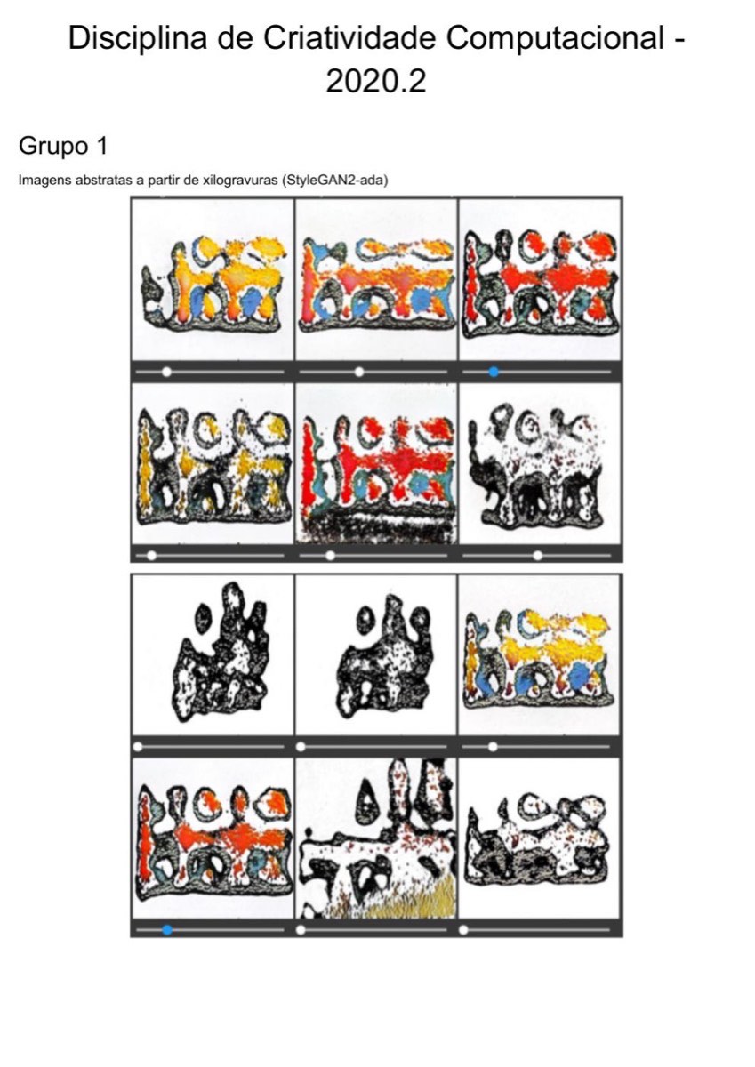 Galeria de xilogravuras geradas por StyleGAN2-ADA