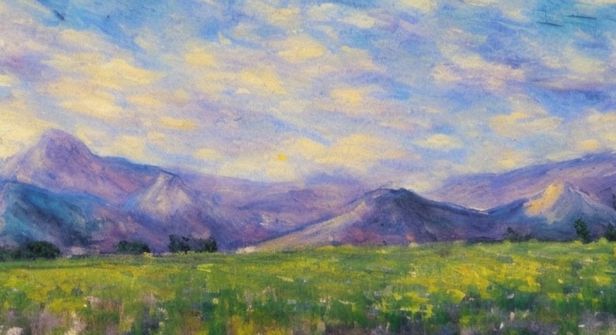 Paisagem impressionista gerada na atividade de experimentação (2022.2)