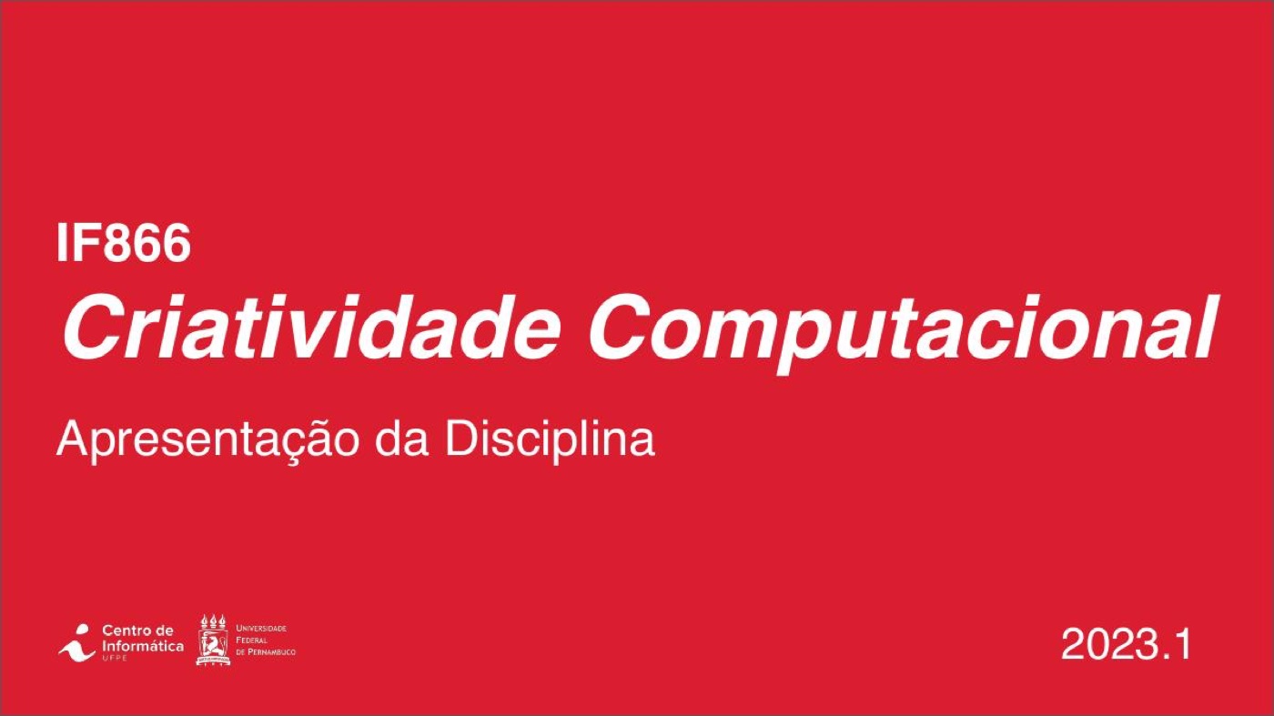 Apresentação da disciplina, 2023.1