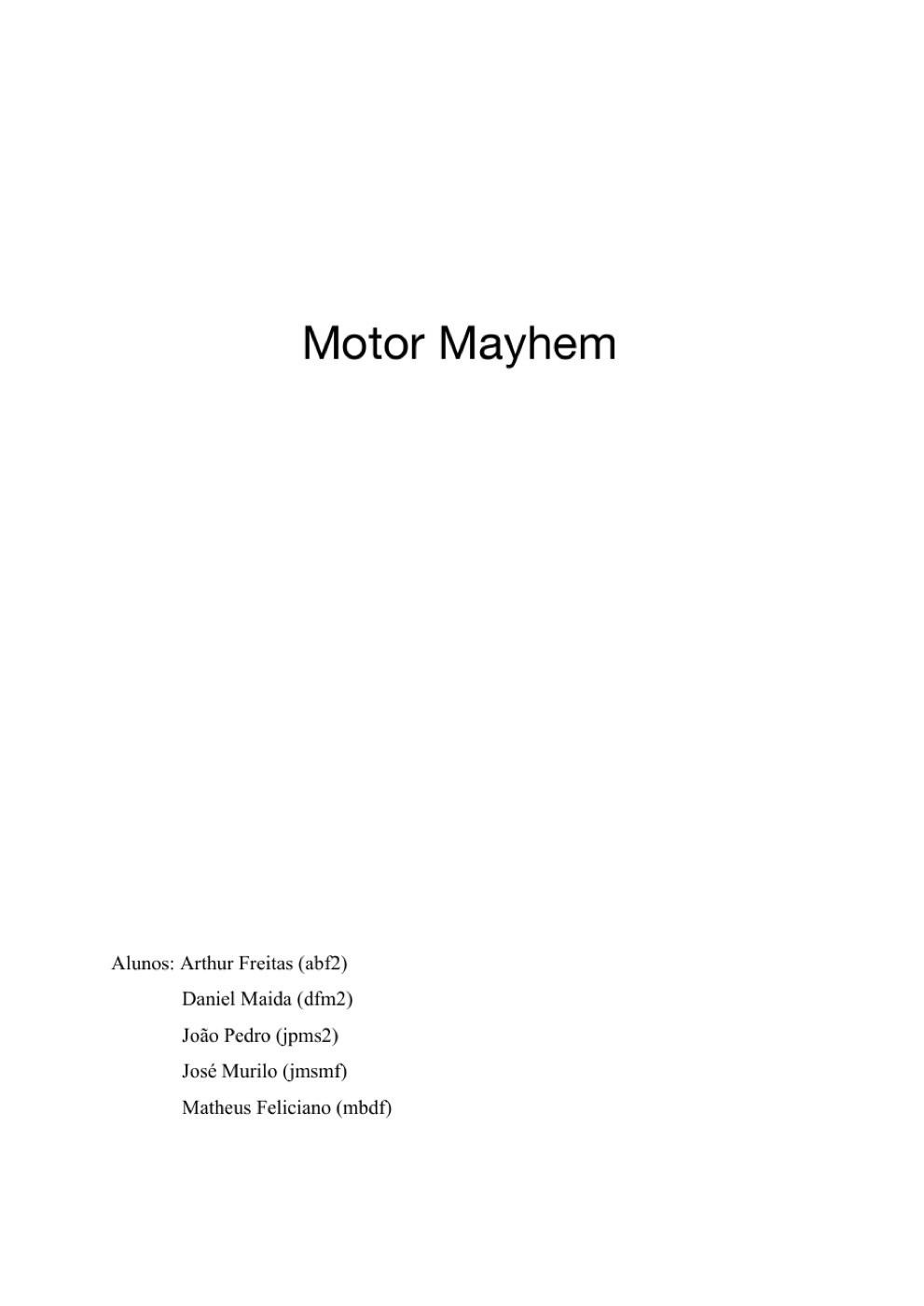 Capa do relatório do Motor Mayhem