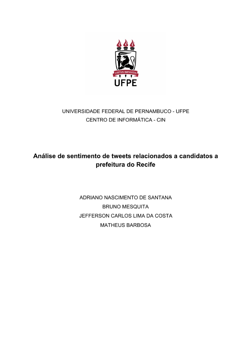 Capa do relatório