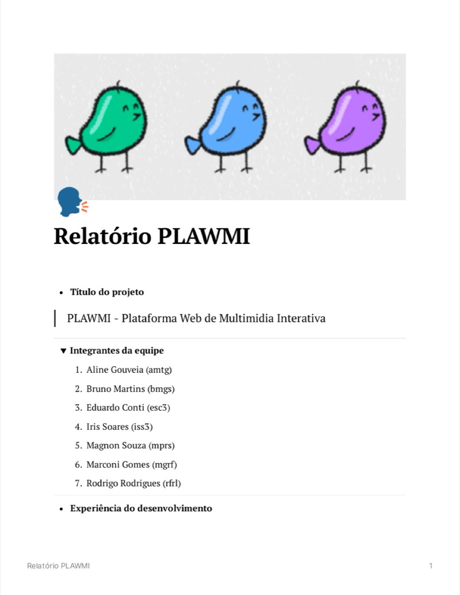 Relatório PLAWMI