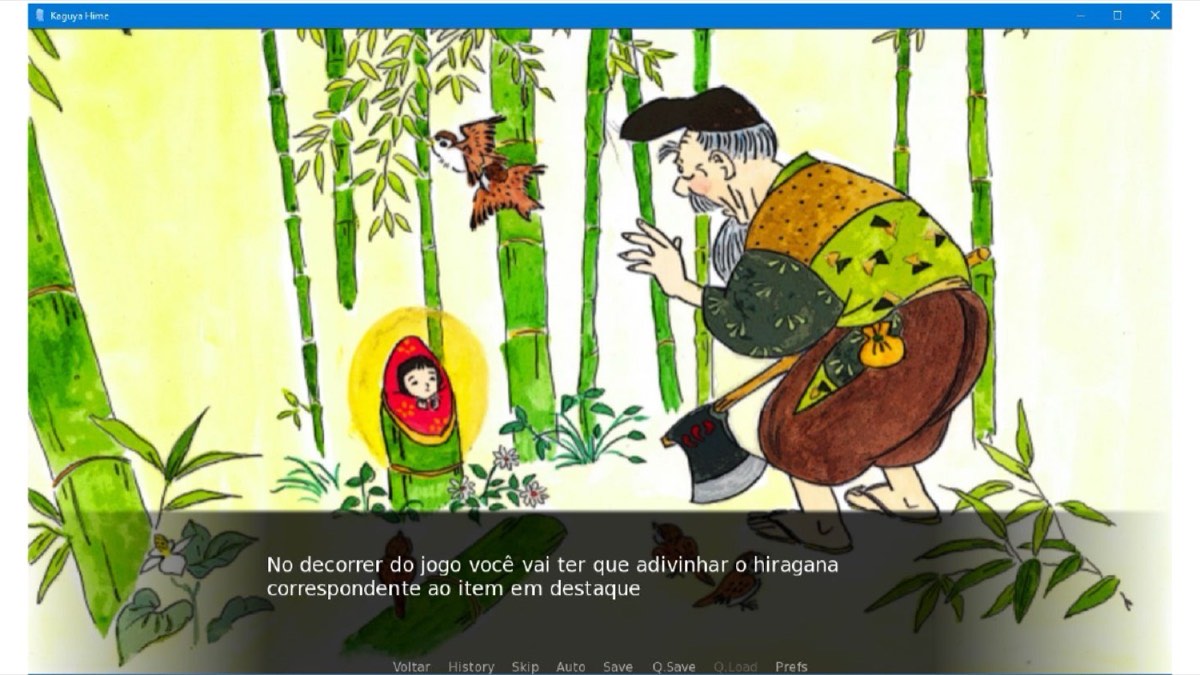Tela da visual novel Kaguya Hime