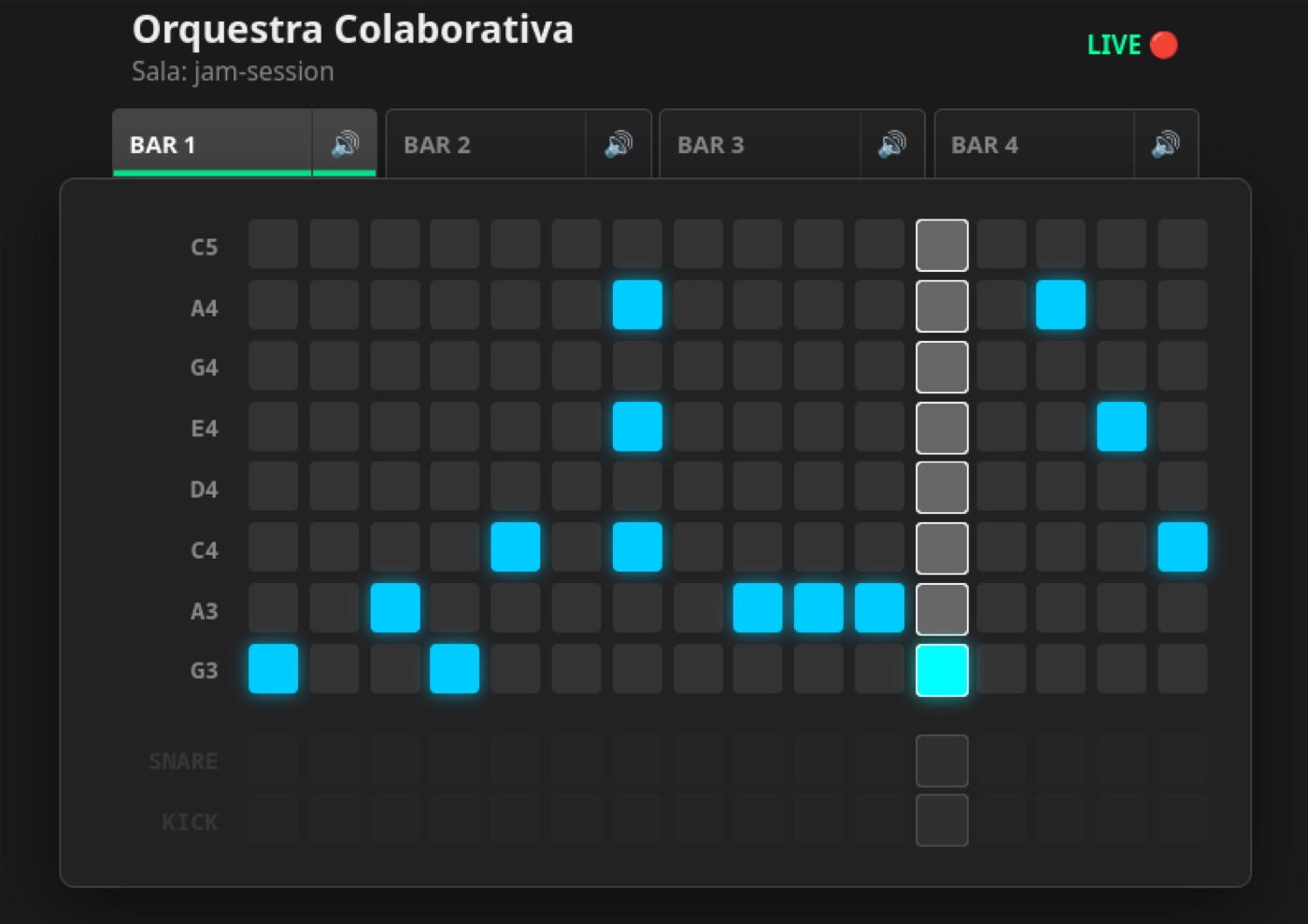 Interface da Orquestra Colaborativa