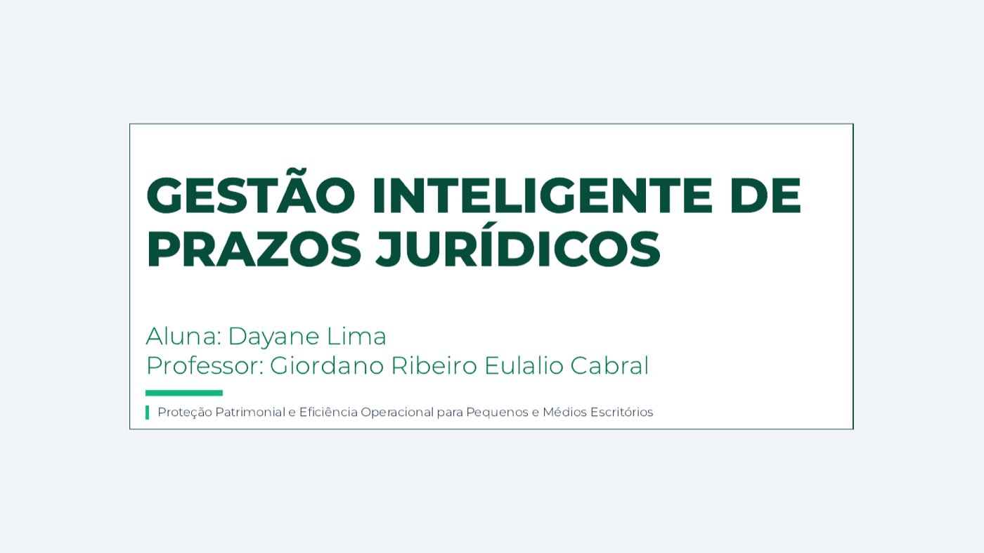 Quest 9 — gestão de prazos jurídicos