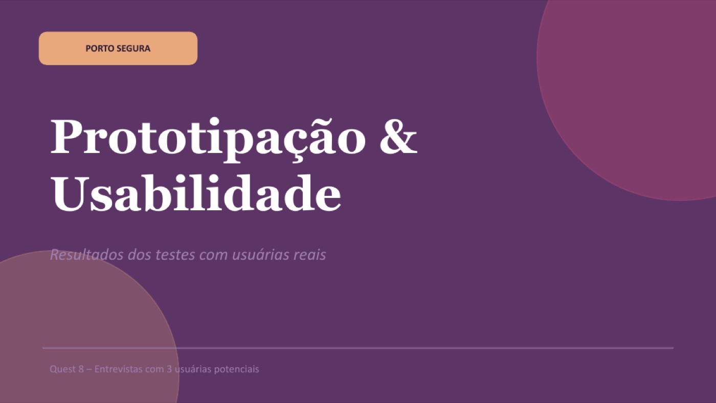 Quest 8 — testes com usuárias
