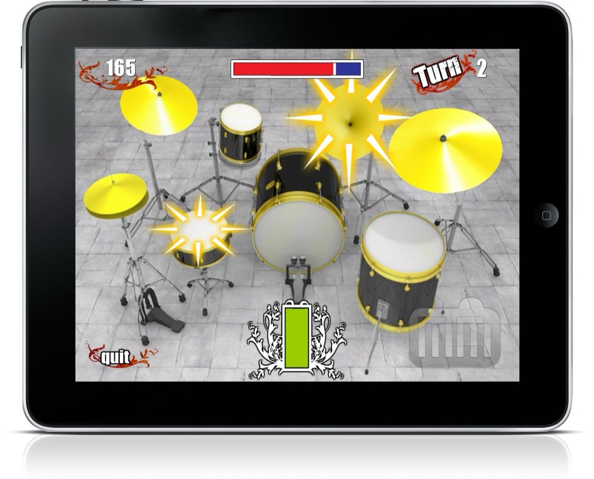Drums Challenge HD para iPad, abril de 2010 (imagem da matéria da MacMagazine)