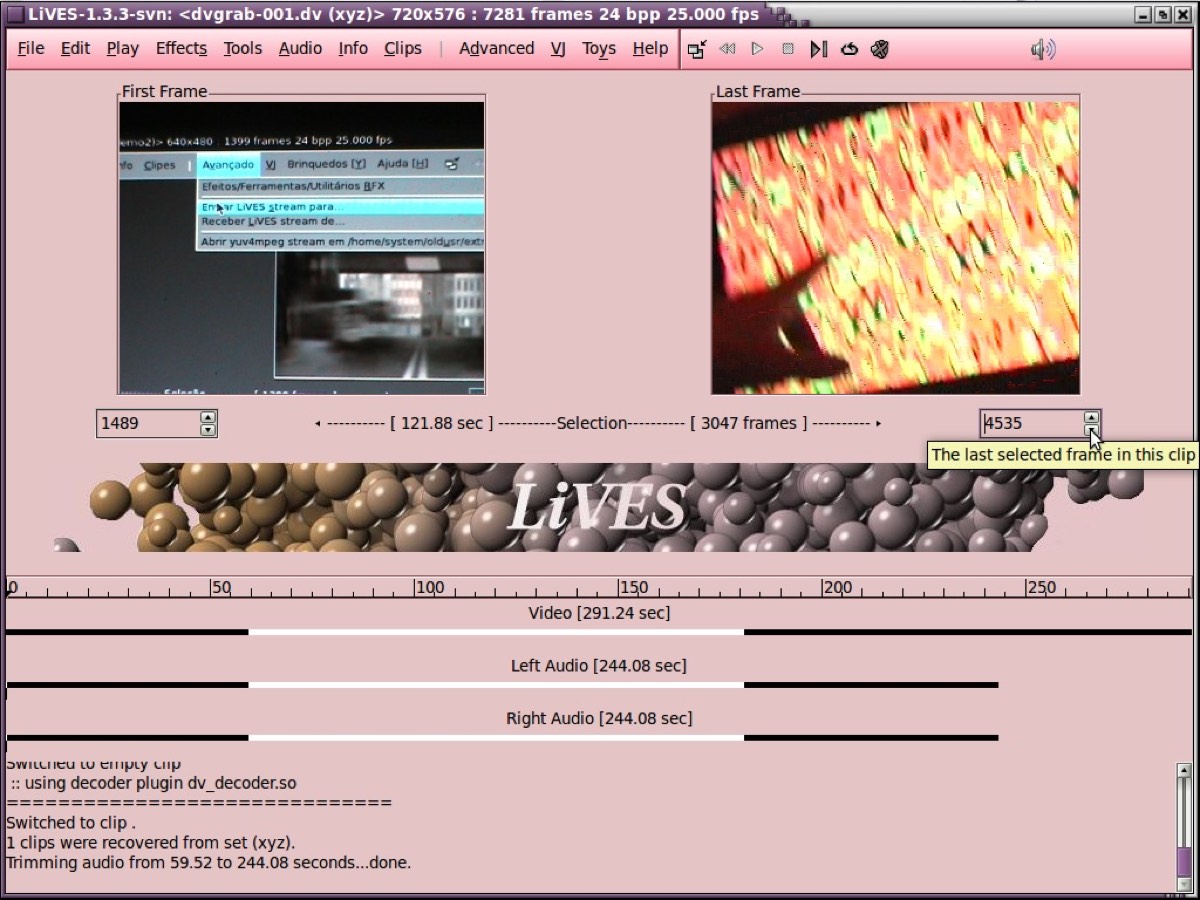Interface do LiVES