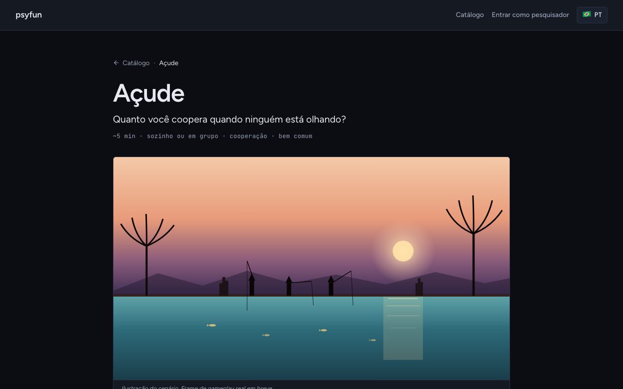Açude, jogo de cooperação em torno de um recurso comum, na PsyFun Platform
