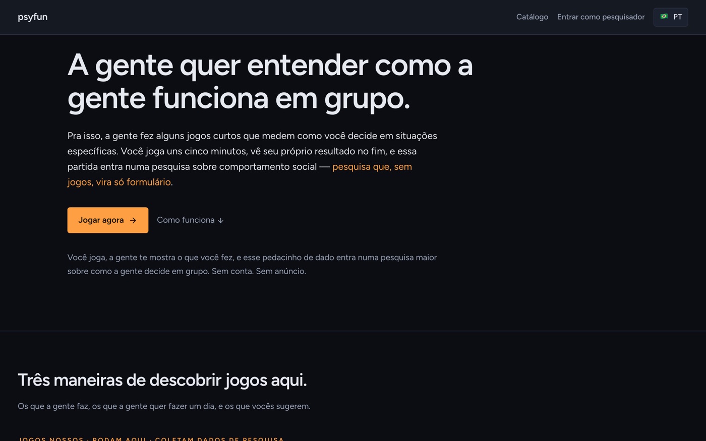 Como funciona: a explicação do desenho experimental na página pública