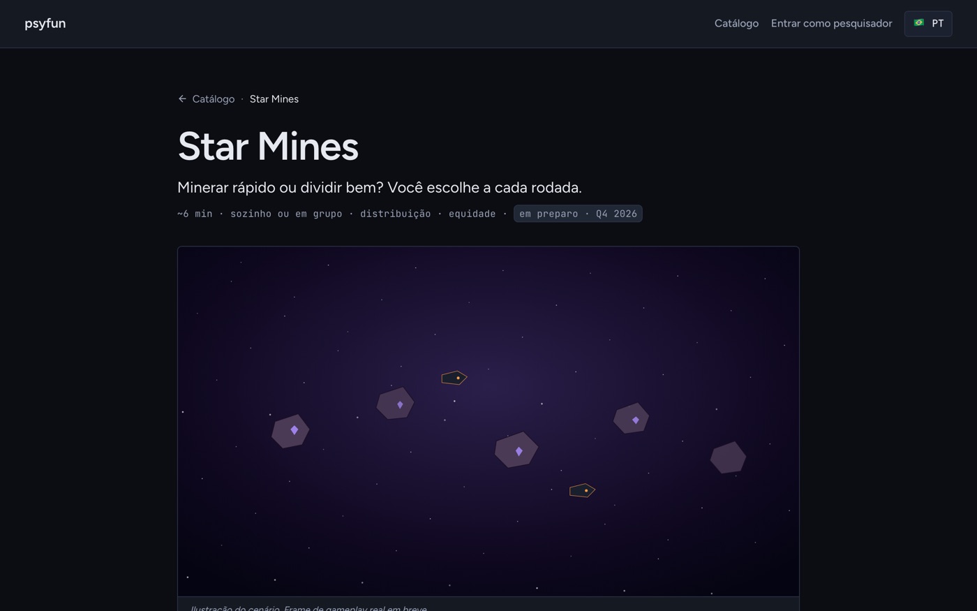 Ficha do Star Mines na PsyFun Platform