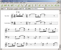D'Accord Partitura screen with a score for two instruments (capture from 2006)