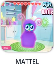 Screen from Fijit Friends Dance Party, with the toy at the center of the scene (MusiGames website, 2012, Wayback Machine)