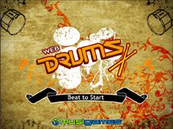 Opening screen of WebDrums, with the instruction