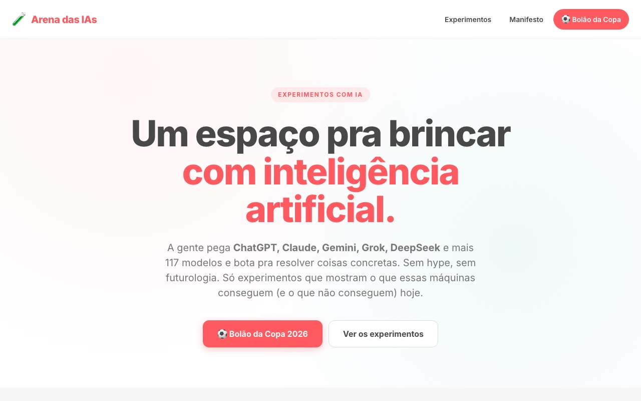 Arena das IAs: a casa dos experimentos