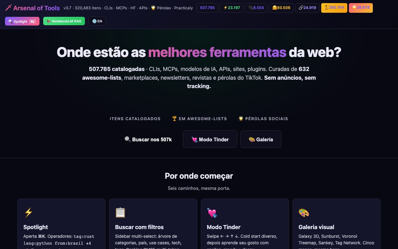 Arsenal of Tools v3.7: catálogo aberto de ferramentas