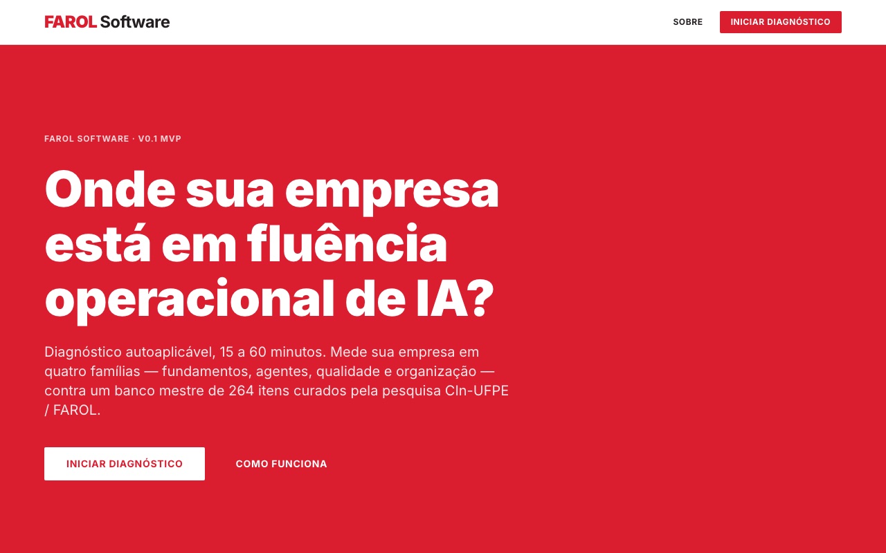 Diagnóstico de fluência operacional em IA para empresas de software