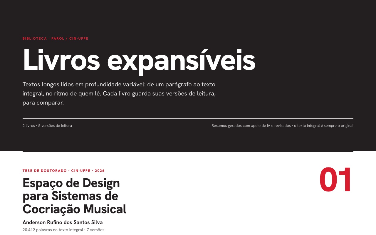 Livros expansíveis: dois livros, oito versões de leitura