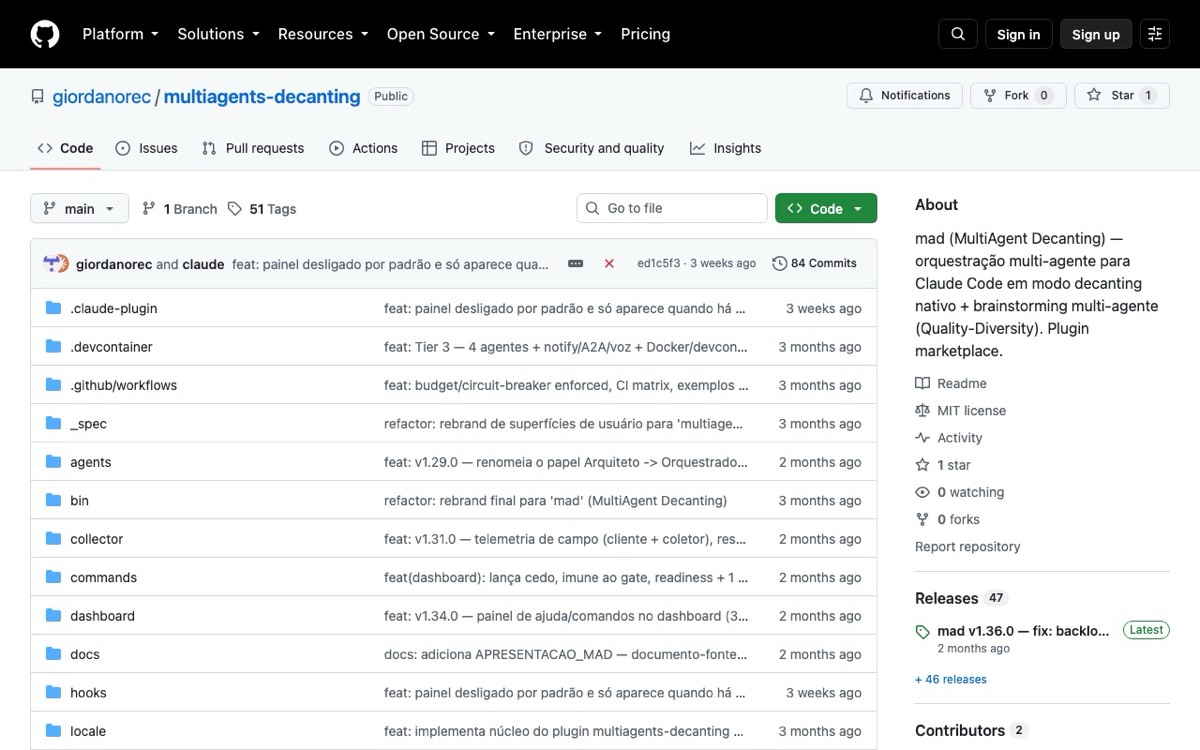 Repositório público do mad — MultiAgent Decanting