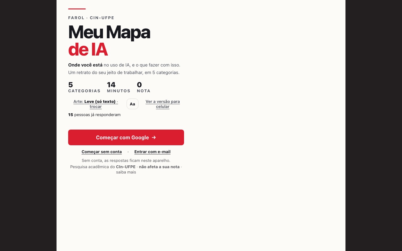 Meu Mapa de IA: o instrumento e o aviso de consentimento