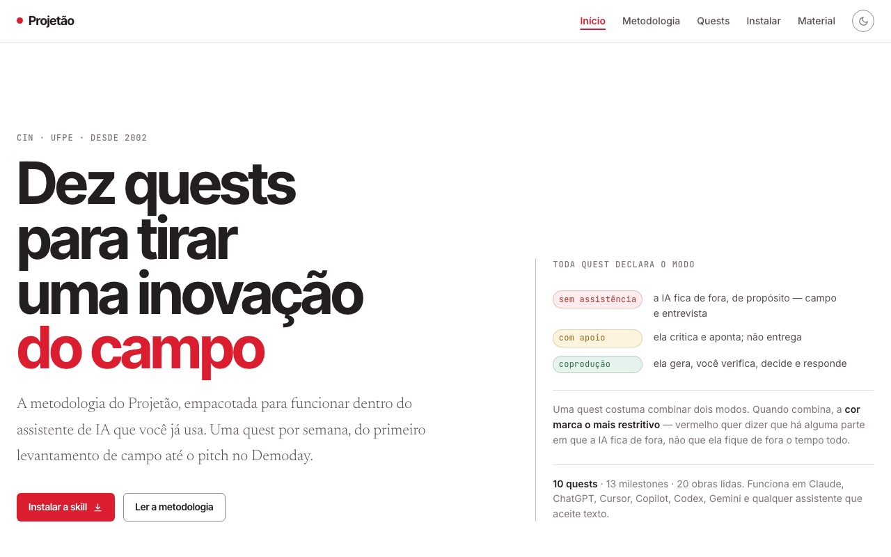 Projetão: as dez quests empacotadas para usar com IA